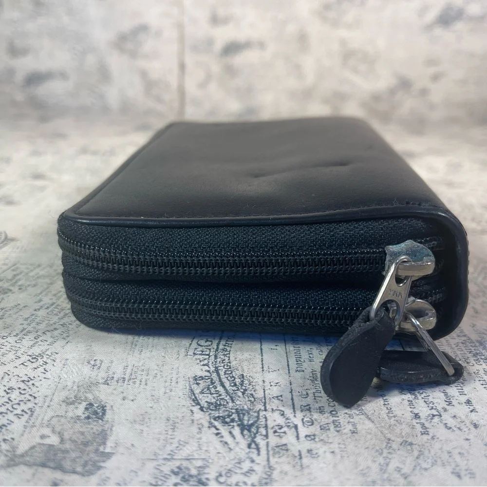 Vintage Double Zip Pocket Organizer Wallet Retro Travel Planner Case